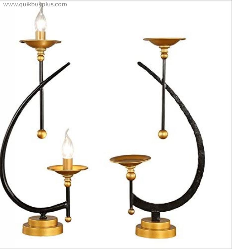 Table Lamps American retro iron lamp, classical candlestick decorative lighting Decoration, bedroom bedside living room desk lamp, wedding table lamp Table Lamps Desk Lamps Reading Lamps