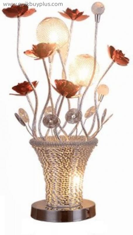 Table Lamps European-style Warm Rose Crystal Table Lamp, Bedside Night Light Creative Bedroom, Wedding Gifts Flower Basket Lamp Table Lamps Desk Lamps Reading Lamps