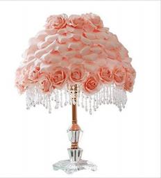 Table Lamps Pastoral Wind Princess Crystal Table Lamp, Cloth Rose Petal Lamp, Home Living Room Bedroom Lighting, Wedding Gifts Table Lamps Desk Lamps Reading Lamps