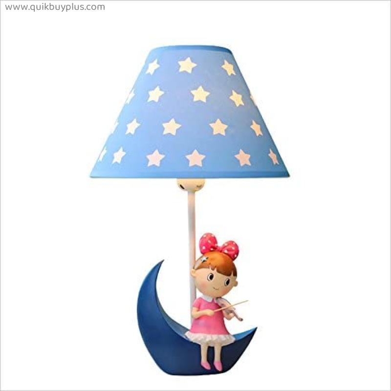 Table Lamps Stars moon small table lamp, cute warm creative children princess dimming lamp, little girl birthday gift Table Lamps Desk Lamps Reading Lamps
