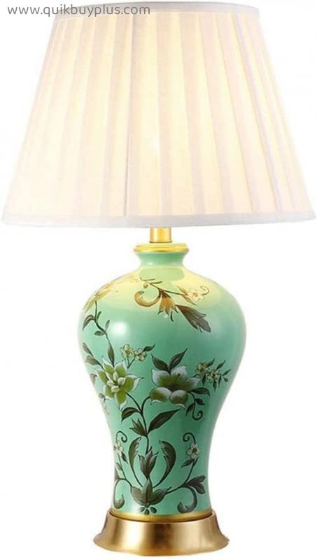 Table Lamps for Bedroom All Copper Green Floral Ceramic Table Lamps Living Room Study Bedroom Bedside Lamp Hotel Decoration Lamp Table Lamps for Living Room Study Bedroom ( Size : 23*61cm/9*24in )