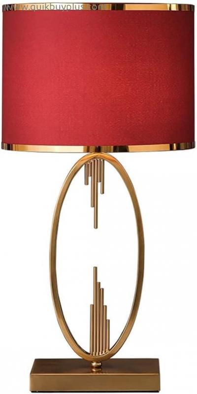 Table Lamps for Bedroom Bedside Table Lamps Modern Hollow Out Base Living Room Lamps Bedroom Small Table Lamp Bedside Lamp with Metal Base and Red Fabric Shade ( Color : Dimming , Size : 30*58cm )