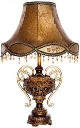 Table Lamps for Bedroom Brown European-style Table Lamp Retro Lace Fabric Lampshade Natural Resin Sculpture Lampbody Victorian Style Desk Lamp for Living Room Bedroom ( Size : 33*55cm/13*22in )