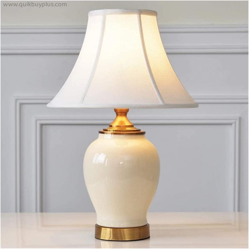 Table Lamps for Bedroom Classic Vintage Ceramics Table Lamp European Vase-Like Simple White Cloth Lampshade Porcelain Antique Decorated Bedside Lamp for Bedroom Indoor ( Size : 51*35cm/20*13.8in )