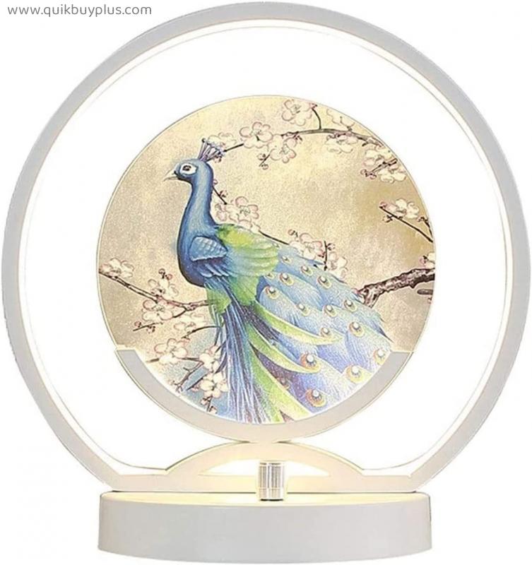 Table Lamps for Bedroom LED Bedside Table Lamps Decorative Nightstand Desk Lamp Round Romantic Peacock Bedroom Light Decorative for Living Room, Dining Room, Kitchen (Color : Lotus lamp)