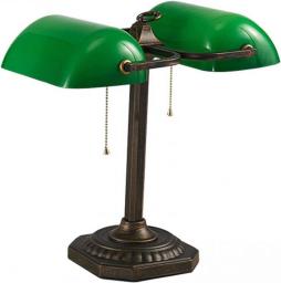 Table Lamps for Bedroom Retro Bankers Table Lamp LED Bedside Reading Bedside Lamps Double Lamphead Antique Style Desk Light Emerald Green Glass Shade with Retro Brass Base