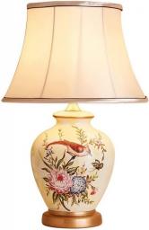 Table Lamps for Bedroom Rustic Ceramic Table Lamp Decor Creative Painted Flowers and Birds Lamp End Table Light for Living Room, Bedroom, Bedside, Nightstand, Office