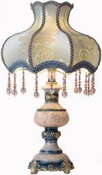 Table Lamps for Bedroom Traditional Bedside Table Lamp Natural Resin Sculpture Lamps Body Decoration Blue Victorian Style Handmade Fabric Lampshade Desk Lights for Living Room, Bedroom