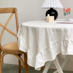 Taplak Meja Meja Persegi Panjang Taplak Meja Vintage Putih Renda Bergelombang Sisi TableclothShooting Latar Belakang Tikar Alat Tikar