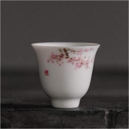 Tea Set Jingdezhen hand-painted cherry blossom ceramic tea bowl Kung Fu cover bay with saucer porcelain tea set roasted teacup master cup Tea Pot Set (Color : B)
