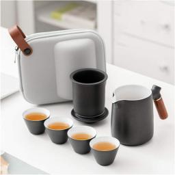 Tea Set Traditional Ceramic Tea Sets Include Teapot Tea Cups and Portable Travel Bag  Package  Tea Maker with Removable Stainless Steel Strainer Tea Pot Set