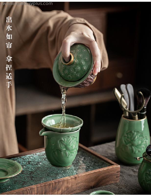 Tea set tea sets for women teapots ceramic teapot  gift sets tea gift set for tea lovers tea cup sets for adults tea sets for kung fu tea cyan-blue