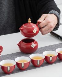 Tea set tea sets for women teapots ceramic teapot  gift sets tea gift set for tea lovers tea cup sets handmake tea set royal red