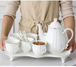 Tea set tea sets for women teapots ceramic teapot  gift sets tea gift set for tea lovers tea cup sets handmake tea set tea set for 6 white