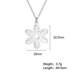 Teamer Popular Christmas Snowflake Necklace For Women Stainless Steel Ice Snow Charm Pendant Necklaces New Year Jewelry Gift