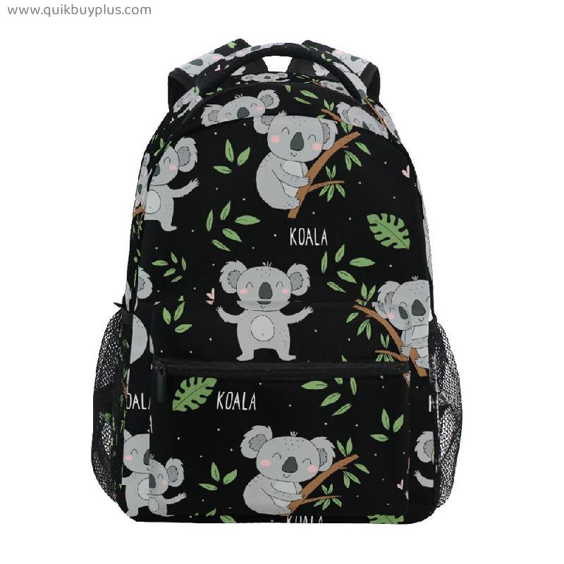 Teenagers School bag Boys and Girls School Backpack koala print black Backpack for Men Women Work Travel Laptop Backpack Mochila
