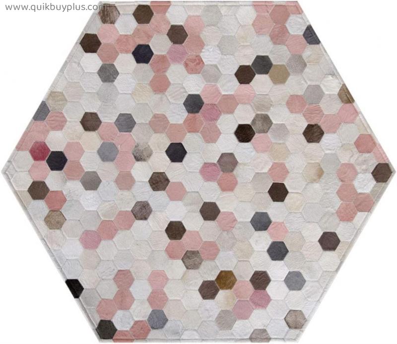 Teppiche Hexagon Carpet Cowhide Hängekorb Pad Großflächiger Teppich PU Anti-Rutsch-Boden Leicht zu reinigen Anpassbare Nordic Creative Pads