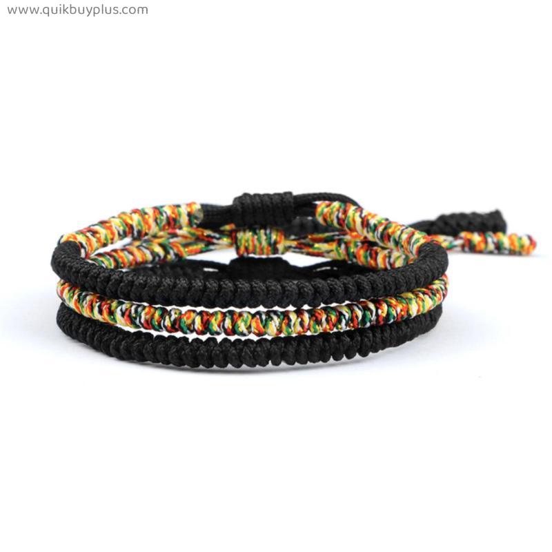 Tibetan Buddhist 3pcs/set Lucky Bracelets & Bangles for Women Men Handmade Rope Knots Braided Thread Friendship Bracelet Jewelry