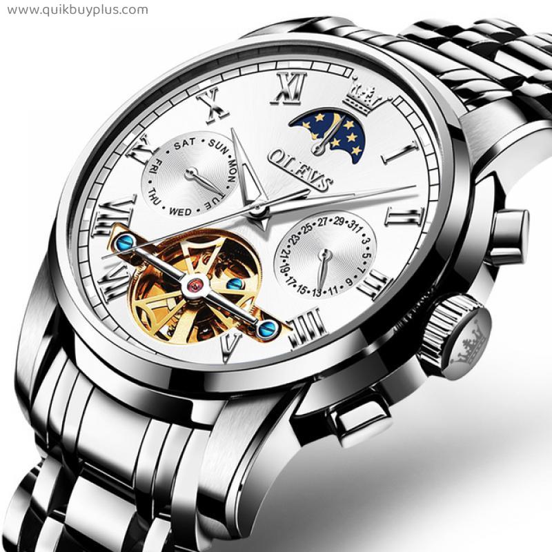 Top Brand Luxury Automatic Mechanical Men Watches Moon Phase Stainless Steel Dress Fashion Business Waterproof Male Wrist Watch