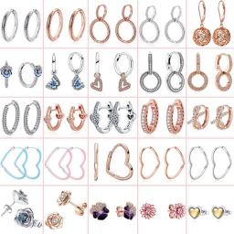 Top Sale 925 Sterling Silver Pendiente Charm Hoop Earrings For Women Earrings Fit Original Pandora Earrings Fine Jewelry Joyas