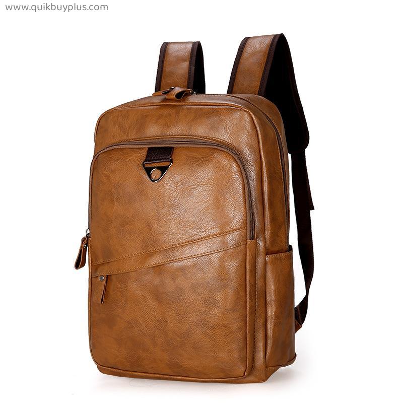 Travel Leisure PU Leather Travel School Backpacks for School Women Men  Retro Casual Handbag  Teenager Students Schoolbags