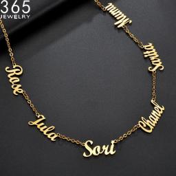 Trendy Custom Multiple Names Necklace Personalized Stainless Steel Chain 6 Nameplates Pendants Necklaces Fashion Party Gift