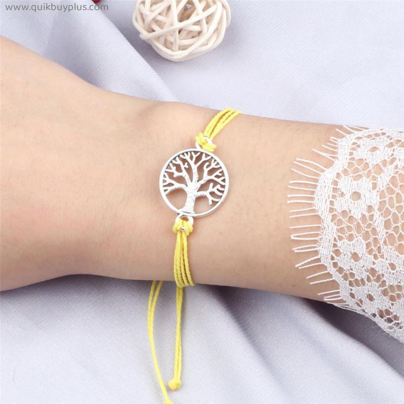 Trendy Handmade Taiwan Wax Line Bracelets For Women/Men Silver Color Tree of Life Adjustable Bangle Jewelry Friendship Gifts