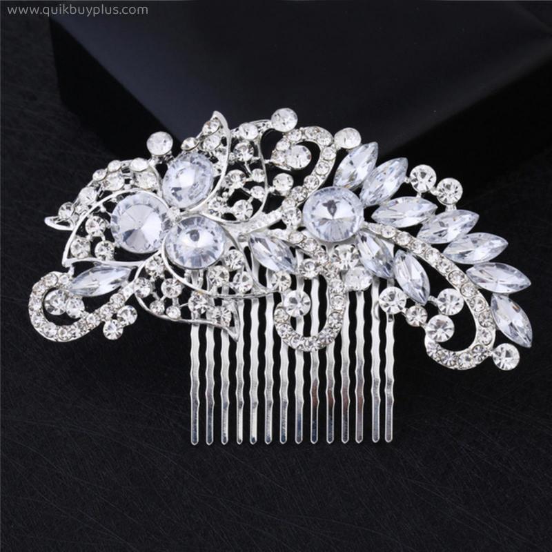 Trendy Rhinestone Hair Clips Wedding Bridal Faux Pearls Flower Peacock Hair Combs Korean Fashion Crystal Girl Hairpin Gifts