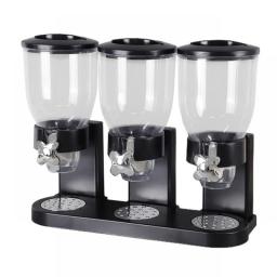 Triple Food Dispenser Three Canister Container For Cereal Grain Granola Kitchen Countertop Storage Container For Candy Nut Grain