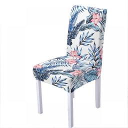 Tropical Leaves Spandex Chair Cover for Dining Room Floral Chairs Covers High Back for Living Room Party Wedding Decoration