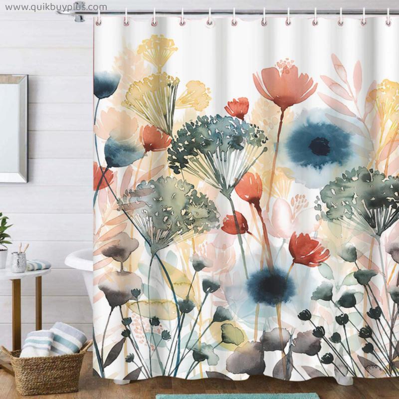 Tropical Plants Abstract Art Shower Curtains High Quality Bath Screen Waterproof Polyester Fabric Bathroom Home Decor With Hooks