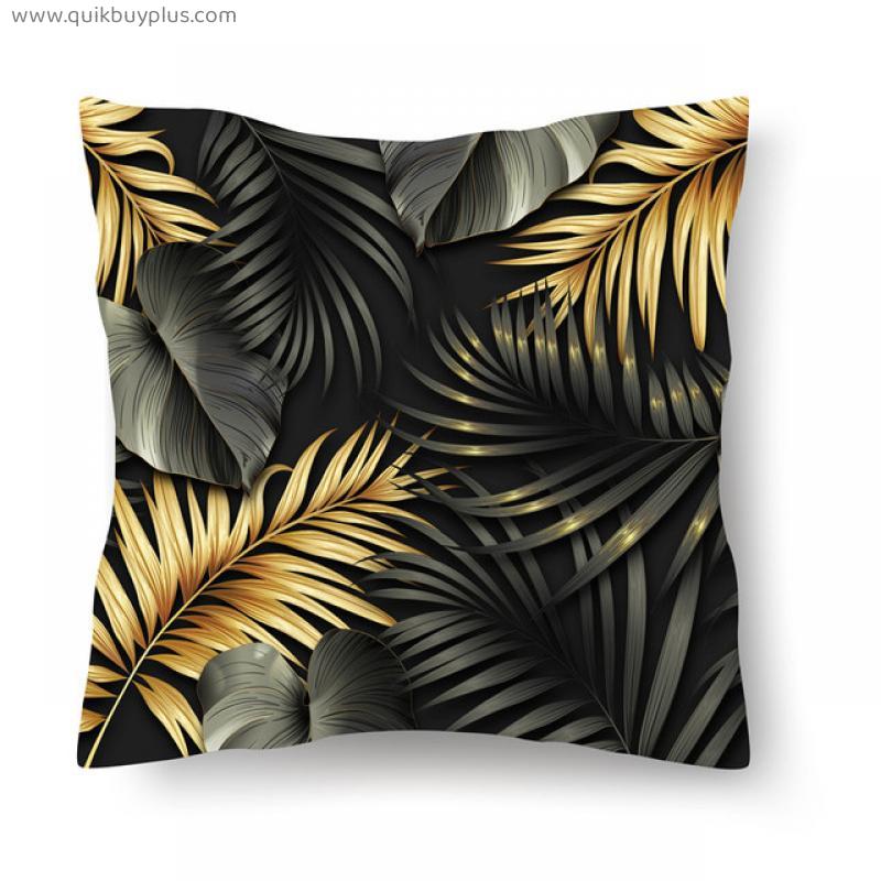 Tropical Plants Ins Pillow Case Customizable Short Plush Pillowcases Polyester Peachskin Car Pillowcase Bed Cushion Cover