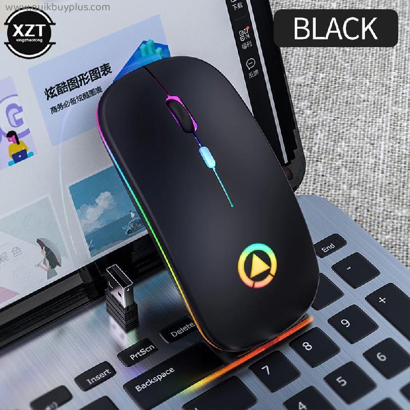 USB Wireless Mouse Computer Mouse Silent Ergonomic Rechargeable Mice with LED Optical Backlit USB Mice for PC Laptop