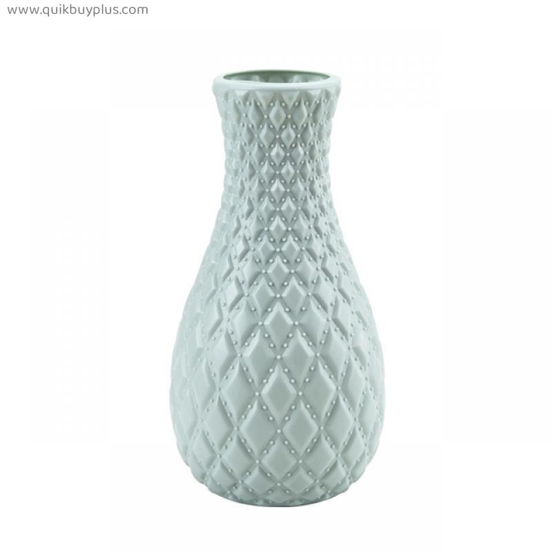 Unbreakable Plastic Flower Vase Decoration Home White Imitation Ceramic Vases Flower Pot Decor Nordic Style Flower Container