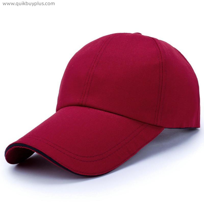 Unisex Plain Black Super Long Snapback Cap Adjustable Baseball Cap Brim Hat Outdoor Sun Visor Hat Canvas Cap