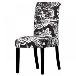 Universal Size Printed Chair Cover Solid Color Elastic Banquet Dinner Seat Covers Removable Comfortable Stretch Chair Covers