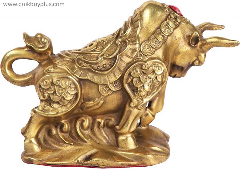 Utopone office copper ornament, Ox Figurine 2021 Feng Shui Animal Statues, Brass Bull/Ox Sculptures Home Decor for New Year, Home Or Office Luck & Wealth Decoration,Brass (Color : Brass)