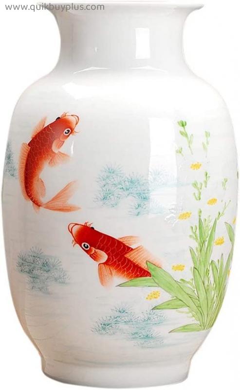 Vases Ceramic Classical Fish for Decoration Art Home Household Wedding Living Room Bedroom Office Table White 20 x 35 cm Home Accessories