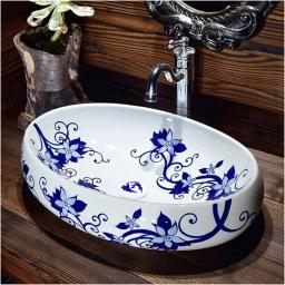 Vessel Sink With Faucet And Drain Combo Porcelain Vintage Above Counter Vessel Sink 21-inch Oval Countertop Bathroom Art Bowl Sinks