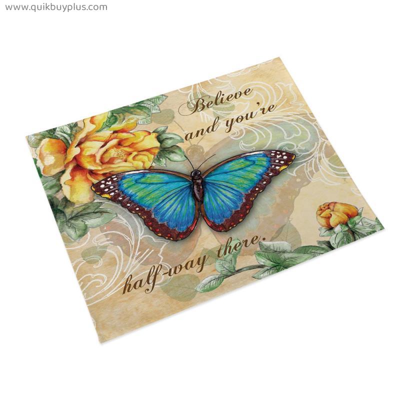 Vintage Butterfly Collection Cotton Linen Placemats Kitchen Table Placemats Placemats Kitchen Table Decorations