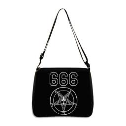 Vintage Cute Black Cat Witch Women Handbags Witchcraft Skull Girls Gothic Messenger Bag Women Canvas Underarm Shoulder Bags