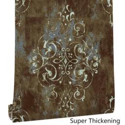 Vintage Damask Thick Peel And Stick Wallpaper Brown/Beige Vinyl Self Adhesive Wall Paper Design For Walls Bedroom Home Decor