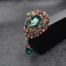 Vintage Large Crystal Water-drop Brooches For Women Autumn Fashion Brooch Pin Flower Pattern 4 Colors Available