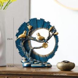Vintage Statue Chinese Style Home decoration accessories Resin Feng Shui Sculpture Living Room Decoration Office accessories
