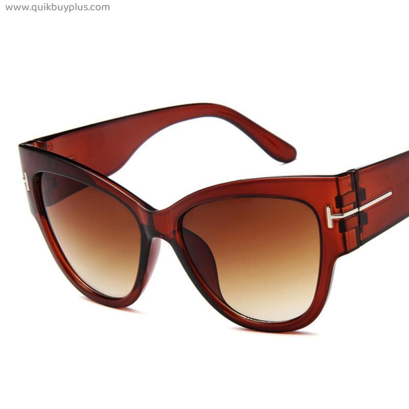 Vintage Sunglasses Women 2022 Trending Products Tom Ford Leopard Brown Gradient Oversized Sun Glasses Oculos De Sol Feminino