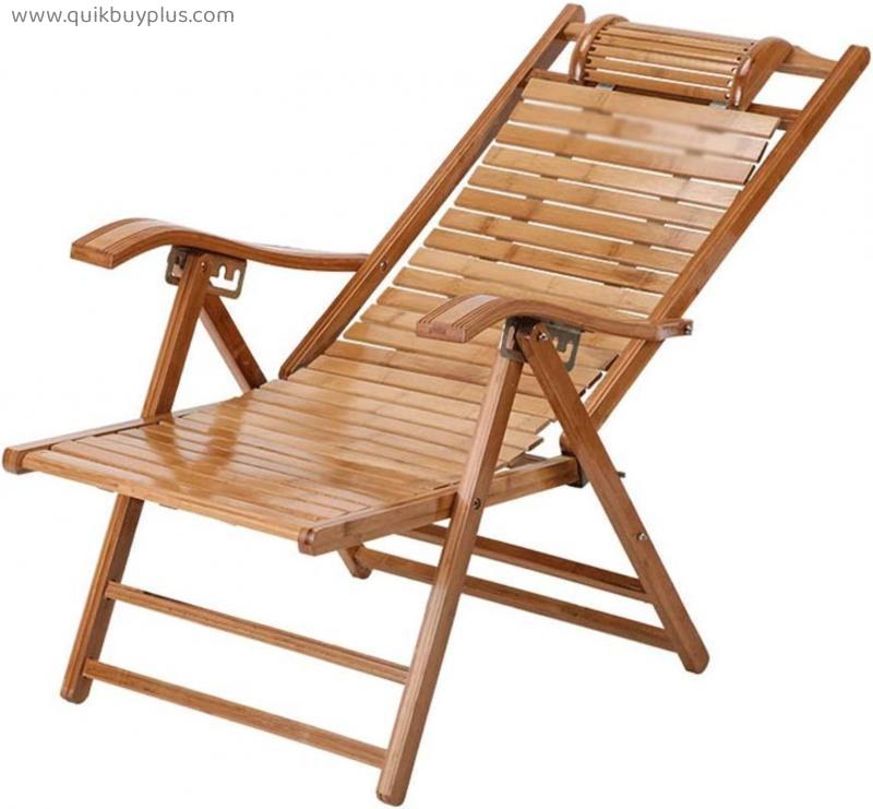 WALNUT Bamboo Recliner Folding Lazy Lunch Break Easy Chair Solid Wood Rocking Chair Balcony Home Leisure Nap Chair for the Elderly