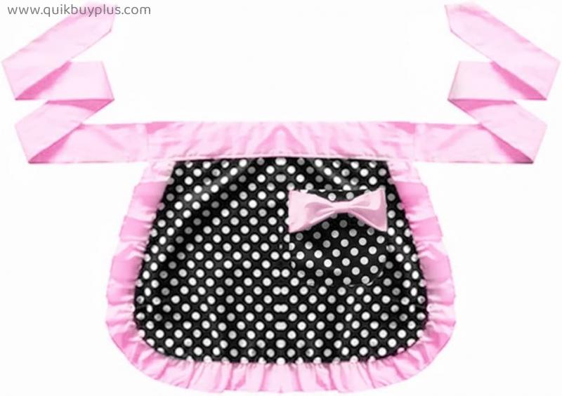 WAQAM Cute Princess Polka dot Apron tie Bow Cloth Half Body Housekeeping Restaurant Cooking Work Cleaning Tool Apron (Color : C, Size : As The Picture Shows)
