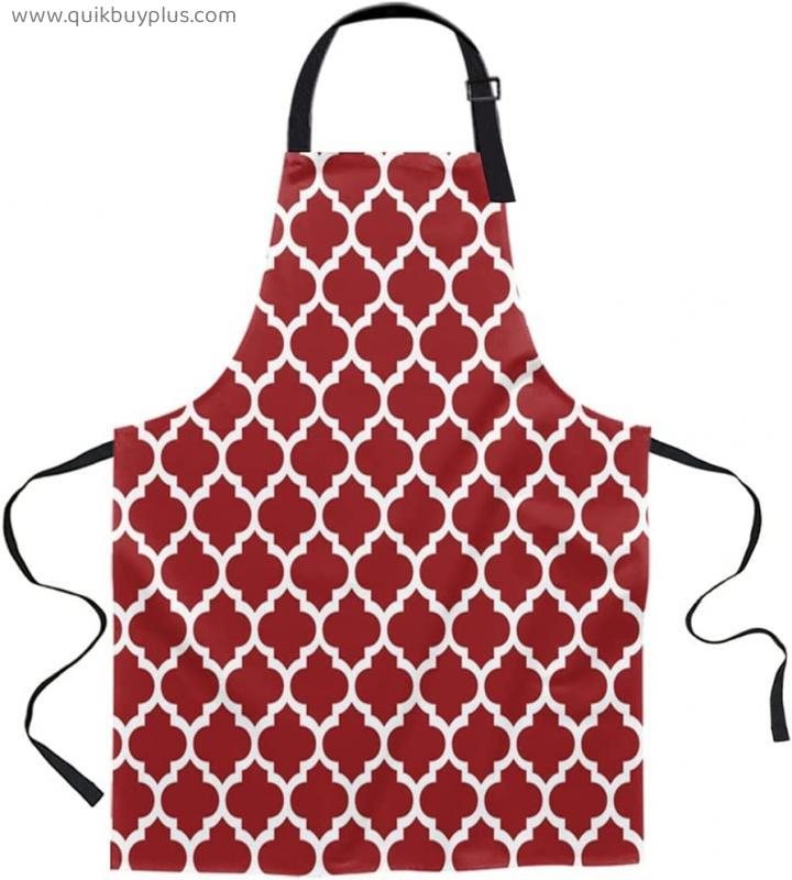 WAQAM Geometric White Red Apron Ladies Men Cooking Baking Apron Kitchen Utility Equipment Accessories (Color : Red, Size : 48x58cm)