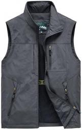 WFEI Men's Fishing Vest Lightweight Casual Breathable Quick Dry Vest/Gilet Camping & Hiking Traveling Fishing Photograghy Waistcoat,Army Green,L