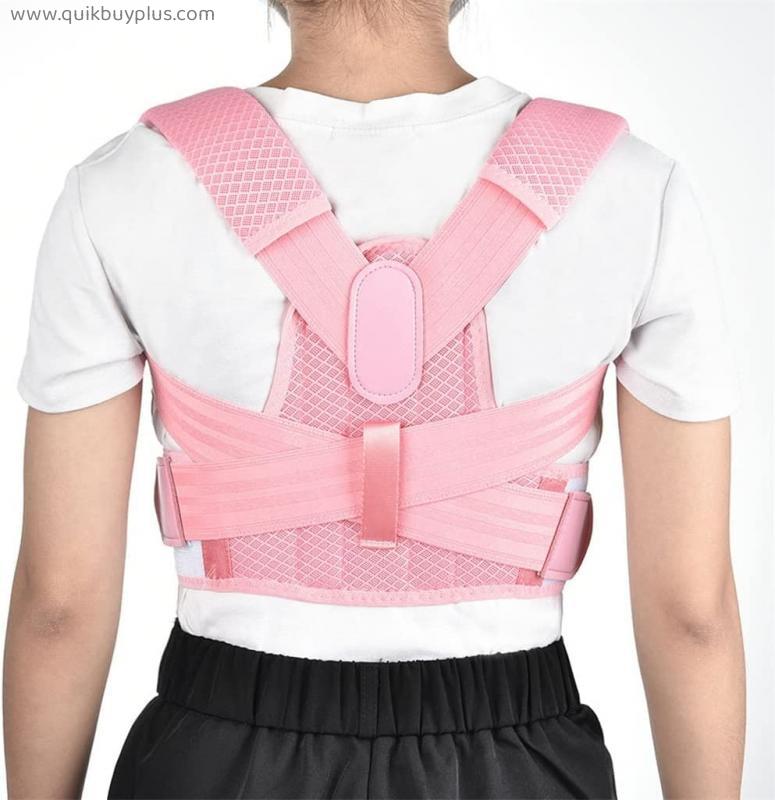 WGHJK Back Posture Correcteur respirant Brace d'épaule respirable arrière arrière-cour de support orthopédique corset corset (Color : Pink, Size : M code)